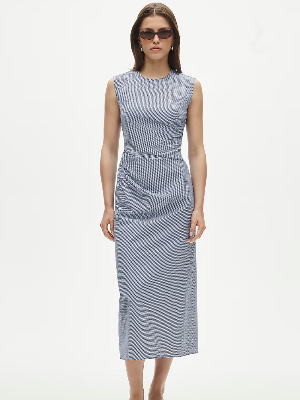 NWT Jcrew ruched midi dress in gingham cotton